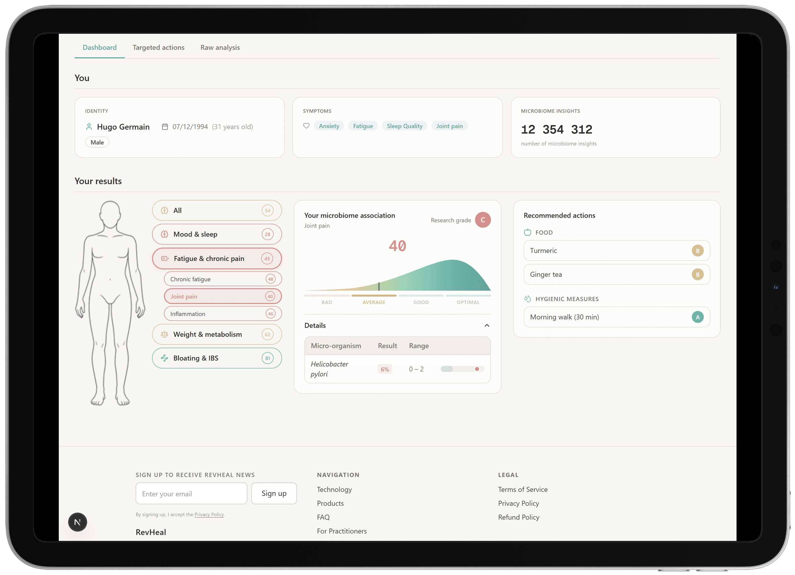 Auriome patient dashboard on iPad